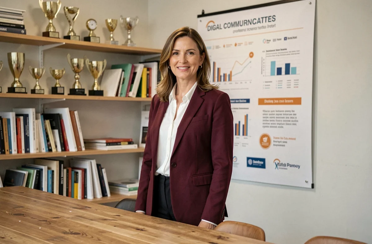 Directrice de la communication digitale de l'agence Ouest Digital à Nantes dans un studio créatif