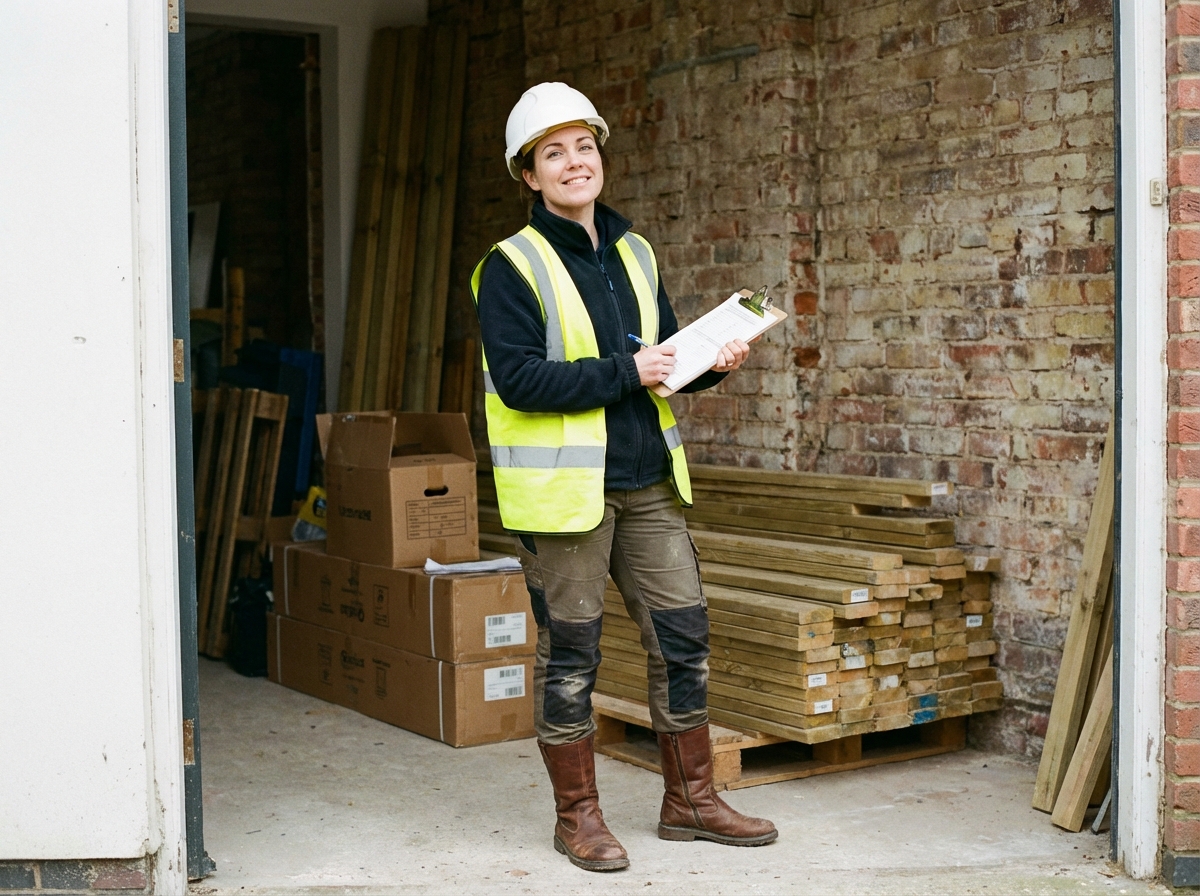 Jeune femme gestionnaire de chantier avec un carnet