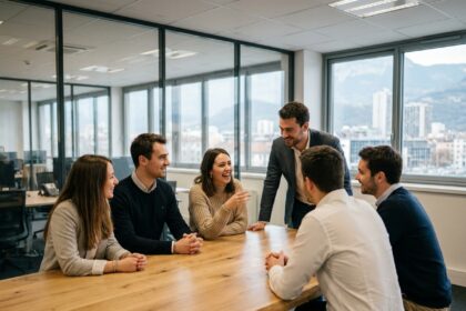 Groupe de jeunes professionnels à Grenoble en réunion