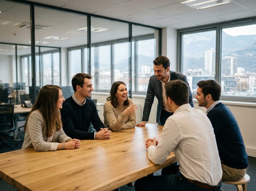 Groupe de jeunes professionnels à Grenoble en réunion