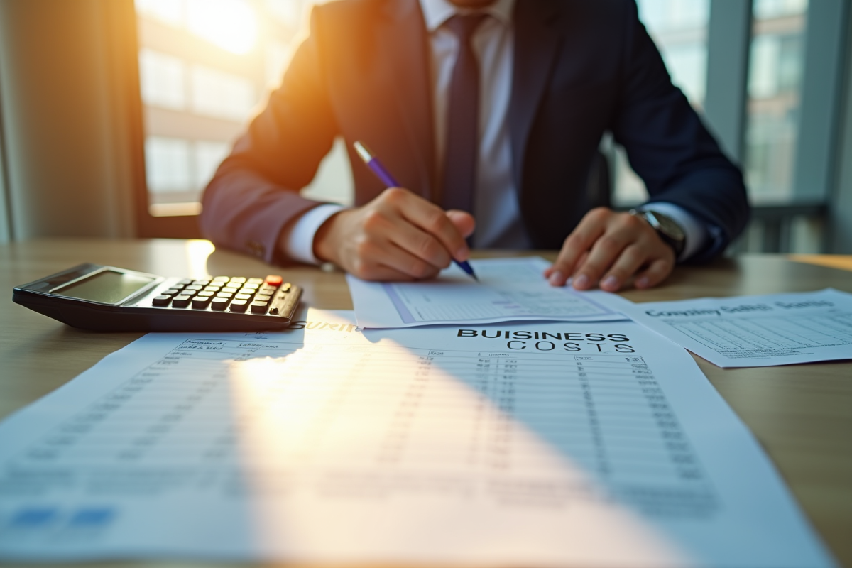 Espace de travail d'affaires avec lumière naturelle et entrepreneur confiant