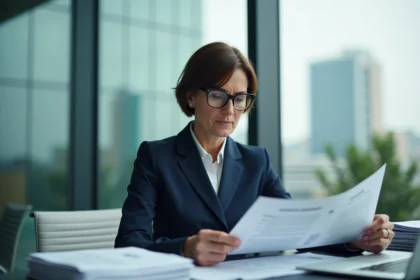 Femme d'affaires en réunion dans un bureau moderne