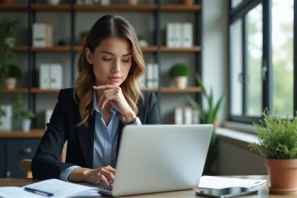 Femme en bureau professionnel en train de travailler