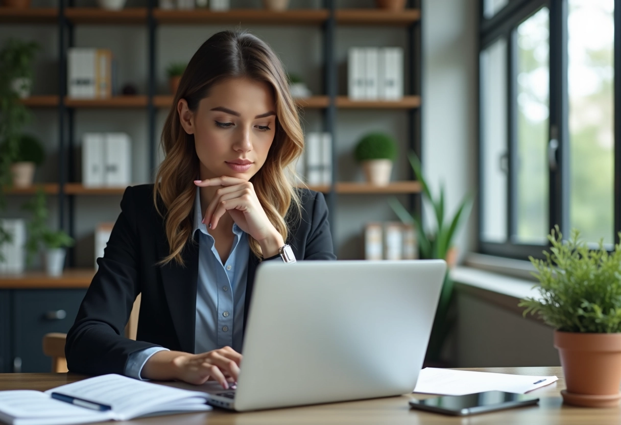 Femme en bureau professionnel en train de travailler