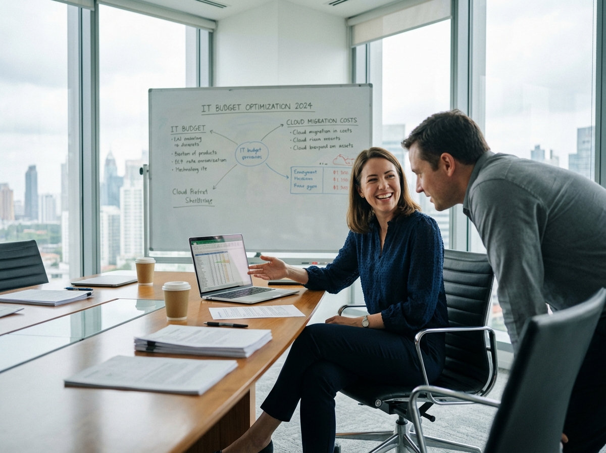 Jeune femme d affaires souriante en réunion avec collègue