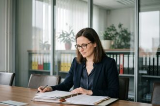 Femme d affaires concentrée dans un bureau moderne