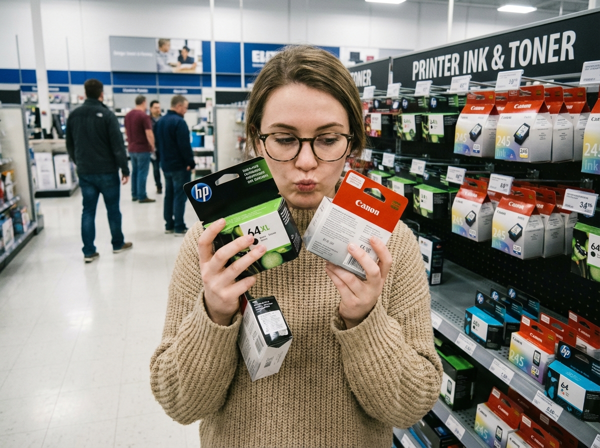 Jeune femme examinant des cartouches d