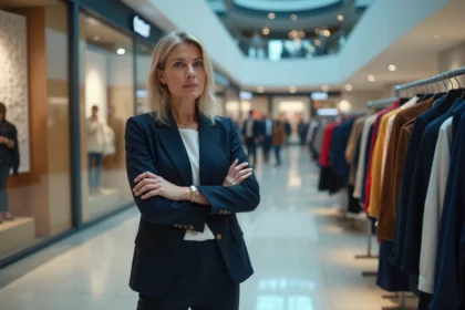 Directrice de magasin H&M devant des rayons vides lors de la fermeture d'une enseigne en 2026