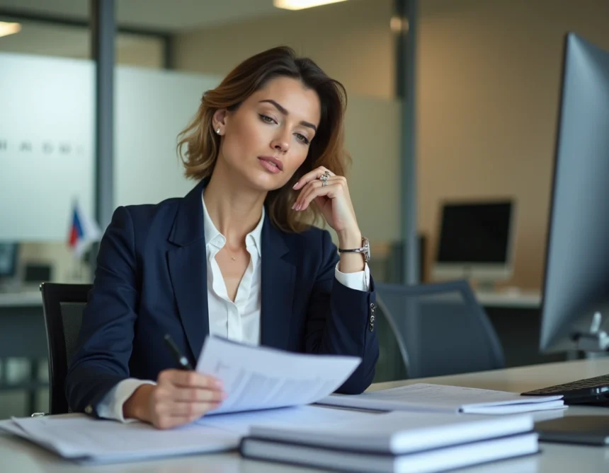 Fonctionnaire territoriale de catégorie A consultant des grilles salariales dans un bureau administratif municipal après 10 ans de service