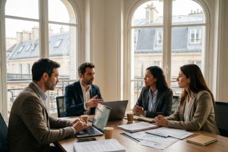 Formation CSE à Paris : élus du personnel en session de formation autour d'une table de réunion moderne