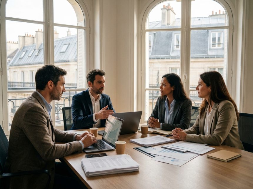 Formation CSE à Paris : élus du personnel en session de formation autour d'une table de réunion moderne