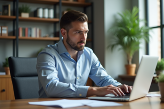 Homme d'affaires en business casual analyse des données