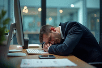 Homme d'affaires fatigué au bureau en costume