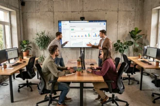 Équipe d'une agence Google Ads dans les Pays de la Loire travaillant sur des campagnes publicitaires digitales