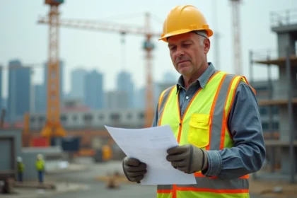 Chef de chantier en sécurité sur un site de construction