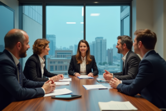 Groupe de professionnels en réunion d'affaires