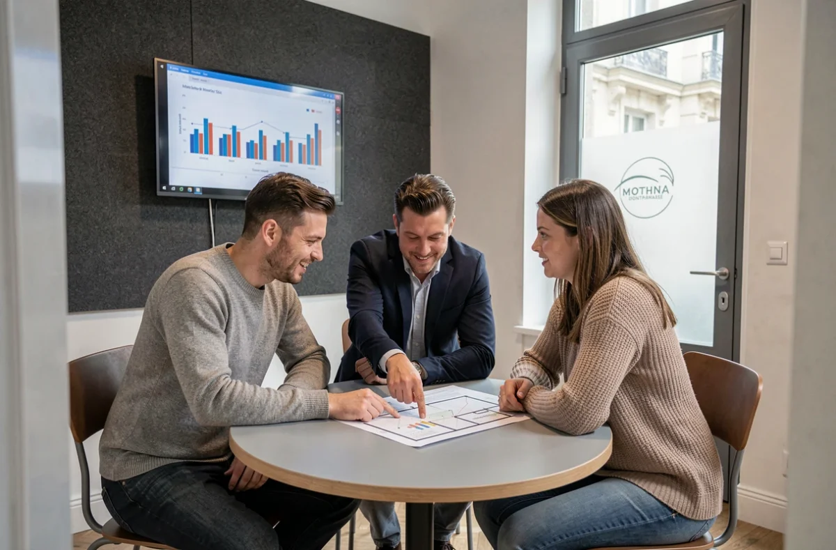 Réunion de professionnels dans une salle de meeting d'un espace de coworking à Montparnasse